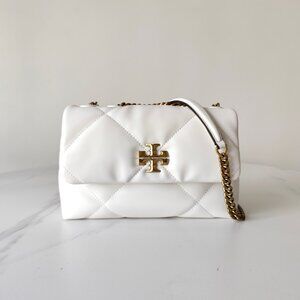 Tory Burch white diamond grid chain bag